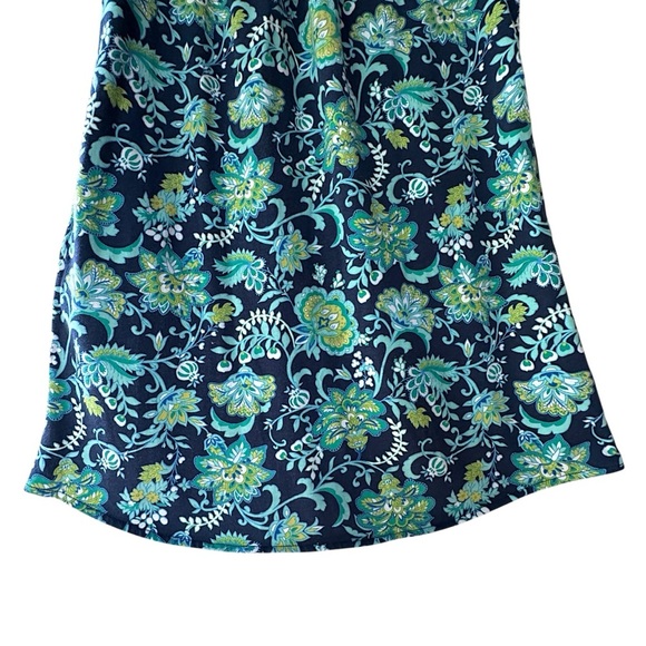 LANDS’ END | NWOT FLORAL COTTON TANK DRESS COVERUP NAVY BLUE & GREEN | MEDIUM - Picture 5 of 10